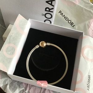 Brand New Pandora two tone bangle 14k clasp